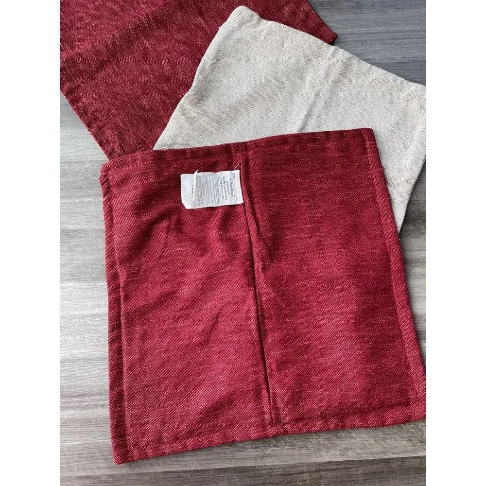 Set Of Three Throw Pillow Case Maroon Beige Tommy Hilfiger Square